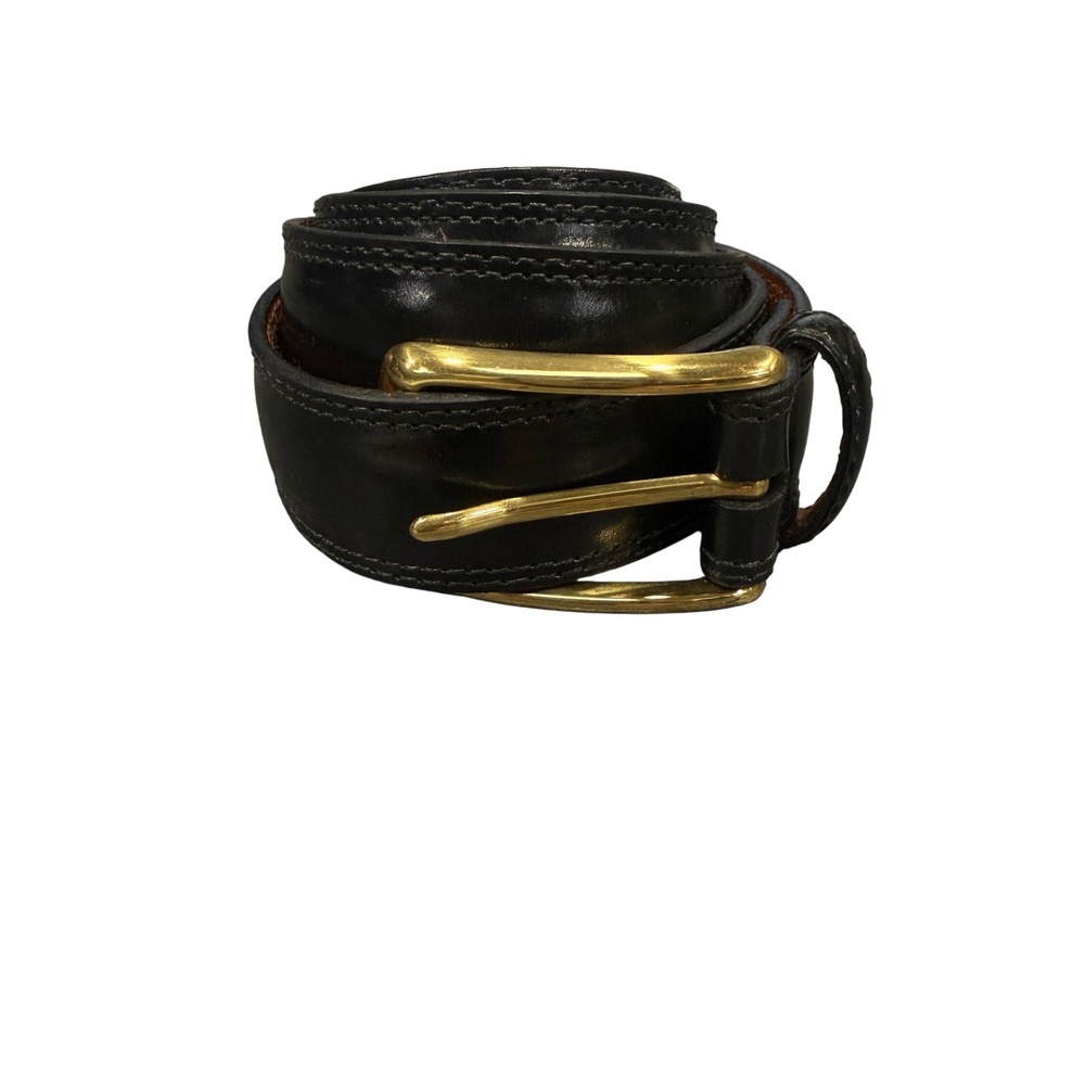 Grant Thomas Leather Belt Mens 38 Black Excellent Solid Brass Buckle USA Made